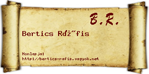 Bertics Ráfis névjegykártya